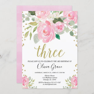 Invitation Rougissent l'anniversaire floral de fille
