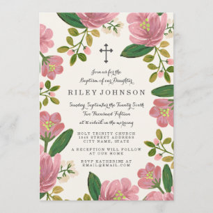Invitation Rougissent le baptême de bouquet