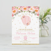 Invitation Rougissent le bébé chaud floral de baby shower de (Debout devant)