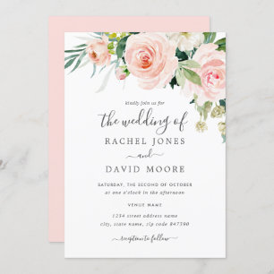 Invitation Rougissent le mariage floral d'aquarelle rose