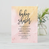 Invitation Rougissent le rose et le baby shower du marbre | (Debout devant)