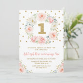 Invitation Rougissent partie sauvage anniversaire floral rose (Debout devant)