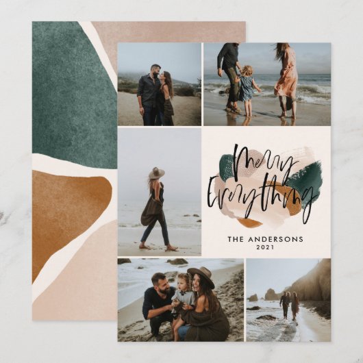 Invitation Rouille abstraite moderne 5 photo vacances de Noël (Devant / Derrière)