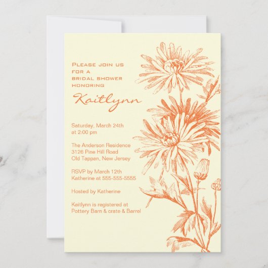 Invitation Rouille de chute et Fête de la mariée florale (Devant)