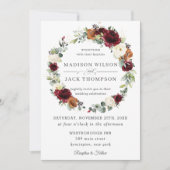 Invitation Rouille d'ivoire de Bourgogne Mariage de couronne  (Devant)