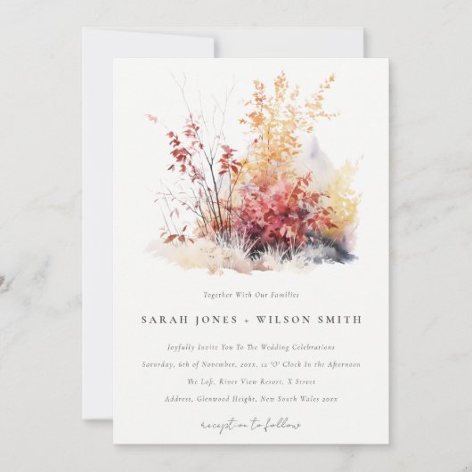 Invitation Rouille Jaune Automne Automne Paysage Plaid Mariag (Devant)