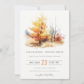 Invitation Rouille Jaune Automne Automne Paysage Plaid Mariag (Devant)