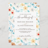 Invitation Rouille Jaune Rouille Simple Floral Élégant Script (Devant / Derrière)