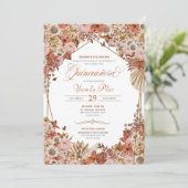 Invitation Rouille Orange Feuille Autum Tombe Floral Quincean (Debout devant)