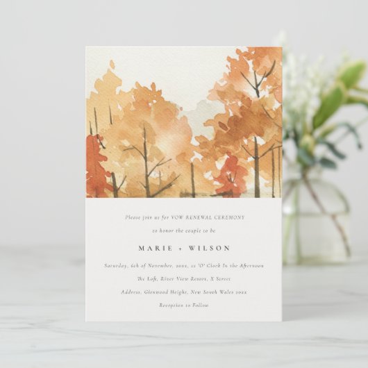 Invitation Rouille Orange Jaune Automne Automne Arbres Vow Re (Debout devant)