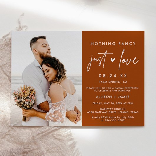 Invitation Rouille Rien de Fantaisie Juste Amour Photo de Mar