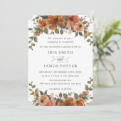 Invitation Rouille Rustique Orange Cuivre Floral Terre verte (Debout devant)