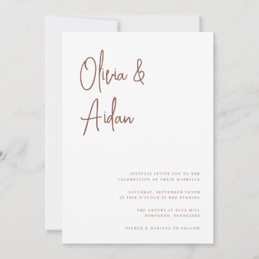 Invitation Rouille | Script manuscrit moderne (Devant)