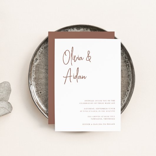 Invitation Rouille | Script manuscrit moderne