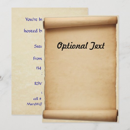 Invitation Rouleau de proclamation de parchemin (Devant / Derrière)