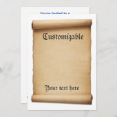 Invitation Rouleau de proclamation de parchemin (Devant / Derrière)