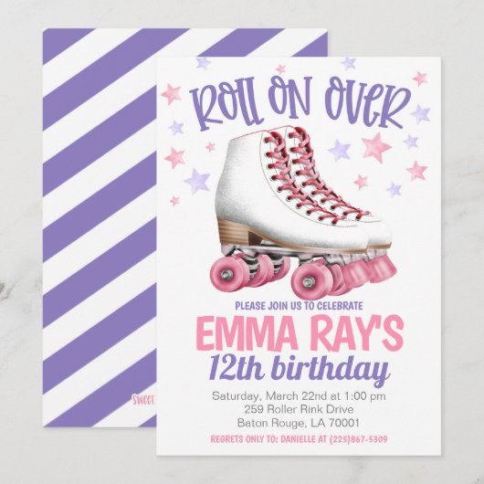Invitation Rouler sur le patinage à roulettes Anniversaire (Devant / Derrière)