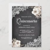 Invitation Roulette Rustique Lace ivoire Floral Quinceanera (Devant)