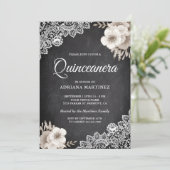 Invitation Roulette Rustique Lace ivoire Floral Quinceanera (Debout devant)
