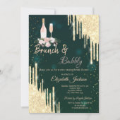 Invitation Roulettes d'or Brunch vert et Fête des mariées mou (Devant)