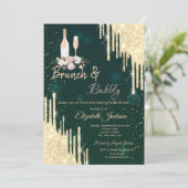 Invitation Roulettes d'or Brunch vert et Fête des mariées mou (Debout devant)