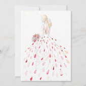 Invitation Roulettes d'or, Robe, Aquarelle Rose Quinceanera (Dos)