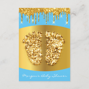 Invitation Roulettes d'or Royal Blue Baby shower Pied Blue Bo