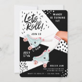 Invitation Roulons Fun Retro Throwback Rollerskate Vibe (Devant)