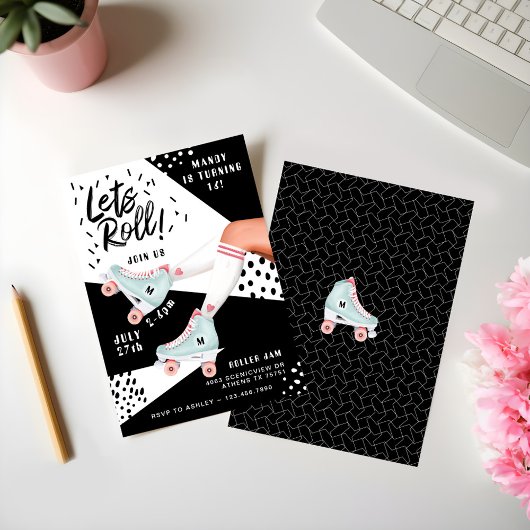 Invitation Roulons Fun Retro Throwback Rollerskate Vibe