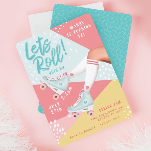 Invitation Roulons Fun Retro Throwback Rollerskate Vibe