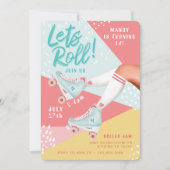 Invitation Roulons Fun Retro Throwback Rollerskate Vibe (Devant)