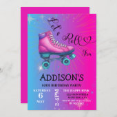 Invitation Roulons pour, Retro Roller Skating Anniversaire (Devant / Derrière)