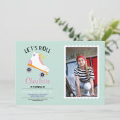 Invitation Roulons Rollerskate Girls Birthday Party Photo (Debout devant)