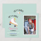 Invitation Roulons Rollerskate Girls Birthday Party Photo (Devant / Derrière)