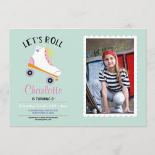 Invitation Roulons Rollerskate Girls Birthday Party Photo