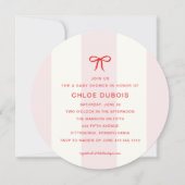 Invitation Round Coquette Bow Blush Pink Striped Baby Shower  (Devant)