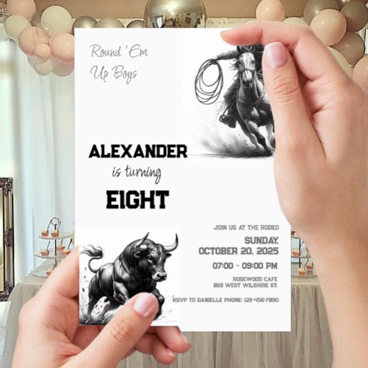 Invitation Round 'Em Up Boys Cowboy fête d'anniversaire