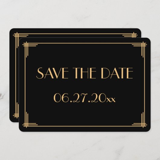 Invitation Round Great Gatsby Art Déco Mariage Enregistrer La (Devant / Derrière)