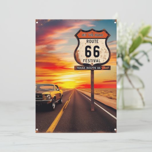 Invitation Route 66 POSTCARD (Debout devant)
