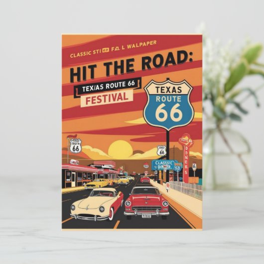 Invitation Route 66 Texas Postcard (Debout devant)