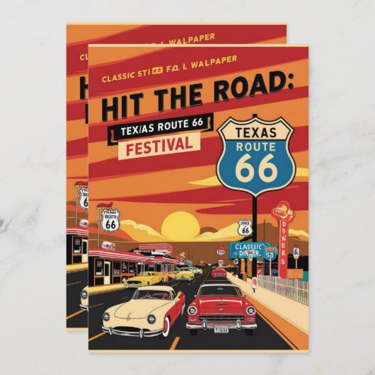 Invitation Route 66 Texas Postcard (Devant / Derrière)