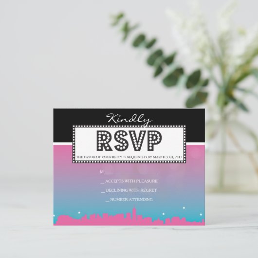 Invitation ROUTE DE DIAPORAGE CLASSIQUE Rose de réponse (Debout devant)