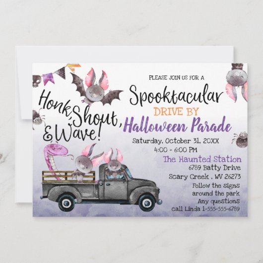 Invitation Route de Halloween Party (Devant)