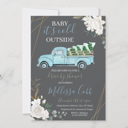 Invitation Route d'hiver par Baby shower (Devant)