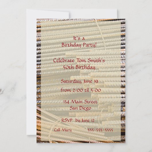 INVITATION ROUTES DE MÉTAUX DE BARRE RUSTÉES (Dos)