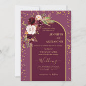 Invitation roux bordeaux | Mariage moderne Gold frame (Devant)