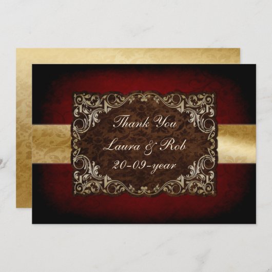 Invitation roux rustique Merci mariage régal (Devant / Derrière)