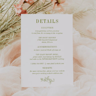 Invitation ROWAN Botanical Wedding Details Card