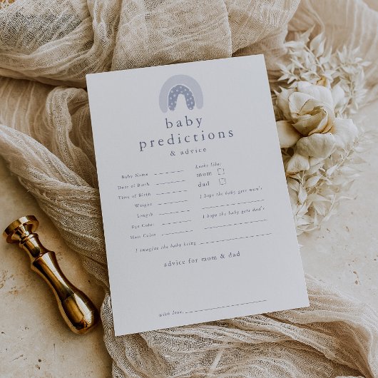 Invitation ROWAN Boy Baby Predictions Baby shower Game Card