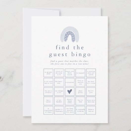 Invitation ROWAN Boy Rainbow Trouvez l'invité Bingo Game Card (Devant)